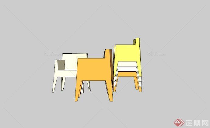 现代简易彩色坐凳合集SU模型