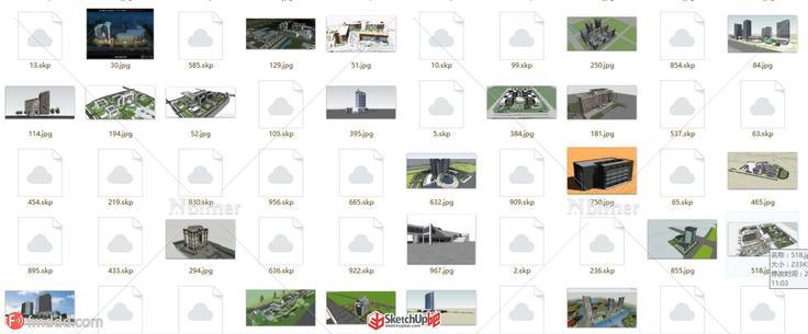 1000套办公建筑su模型，自带JPG图方便查找
