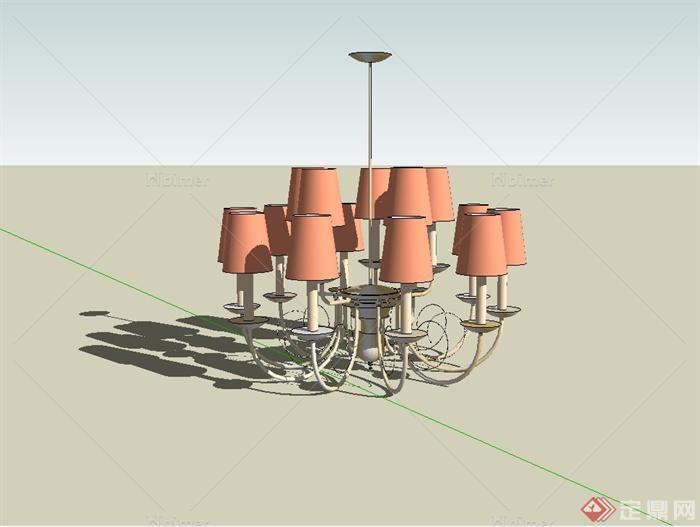 欧式大厅吊灯设计su模型