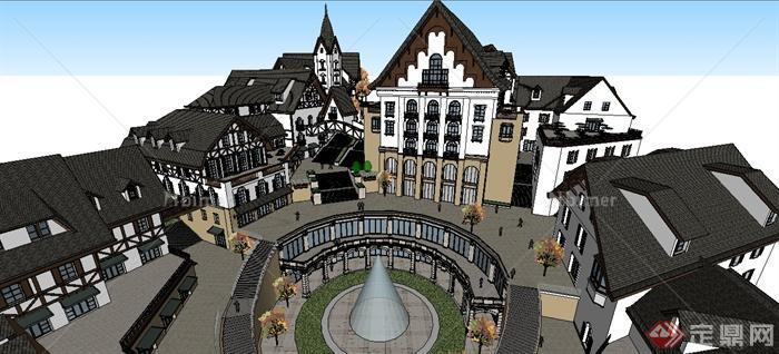 某瑞士风情商业街建筑设计整体SU模型[原创]