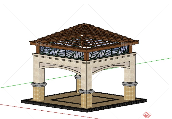 某欧式四角亭设计SU模型素材9