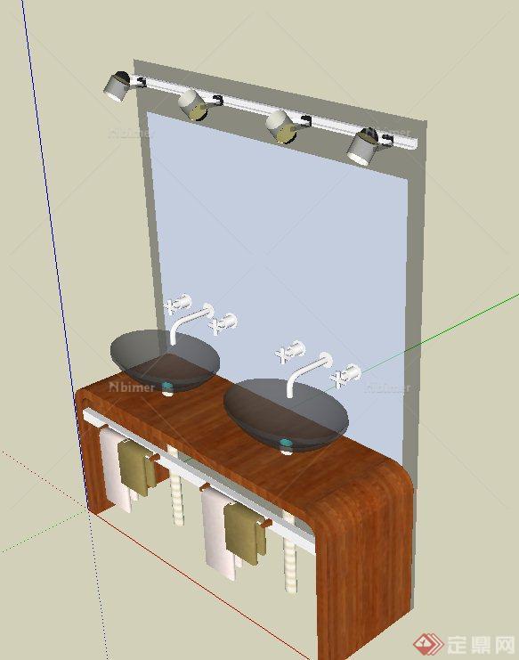 现代风格室内洗手台设计SU模型
