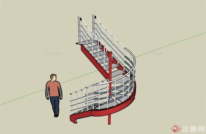 现代设计转角楼梯SU模型