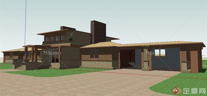 现代风格别墅建筑设计方案sketchup模型