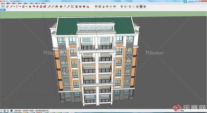 某7层居民住宅楼建筑设计SU模型