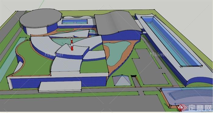 某现代工厂建筑设计SU模型