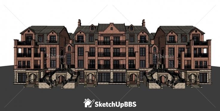 英式联排建筑设计方案带SketchUp模型下载分享