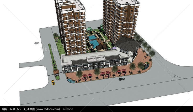东南亚风格公寓SU模型设计