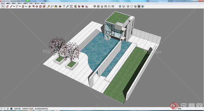 某小型中式居住庭院设计SU模型