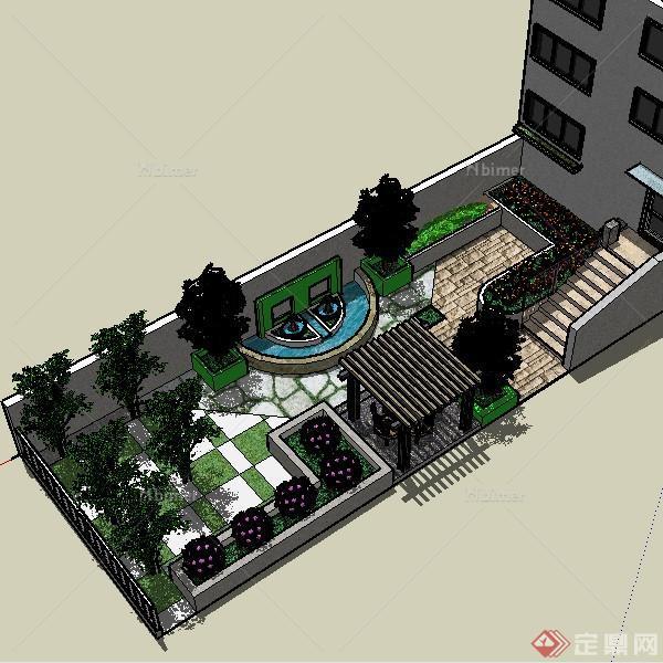 某私人住宅庭院景观设计方案SU模型