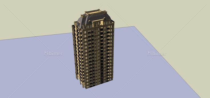 法式高层住宅楼(69377)su模型下载