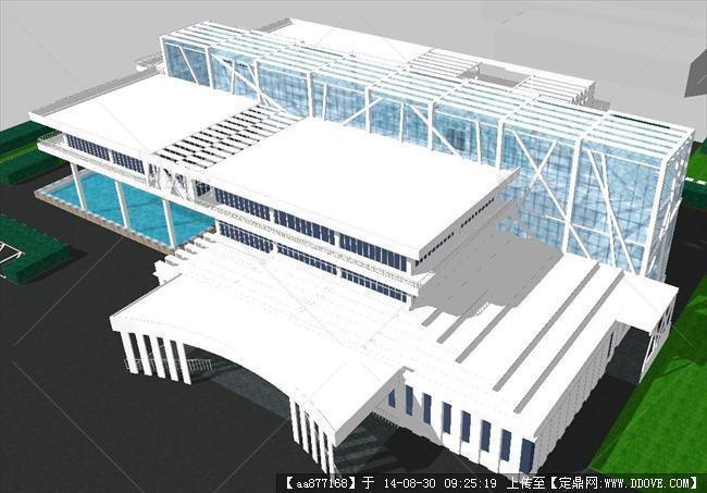 简洁清新图书馆建筑设计精细sketchup模型
