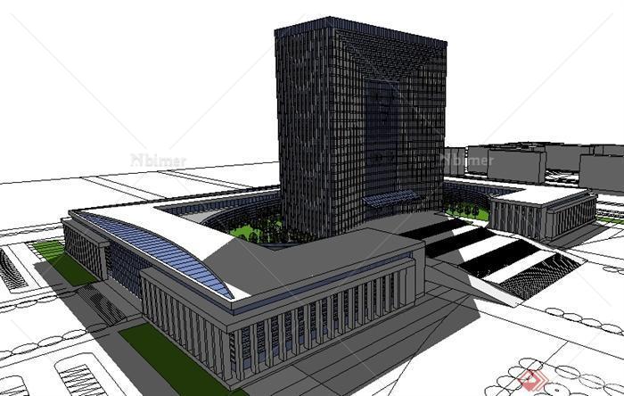 某地现代风格办公中心建筑设计SU模型