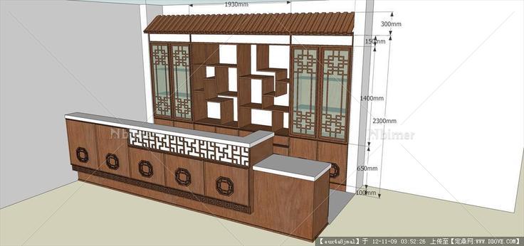 中式餐馆吧台su模型
