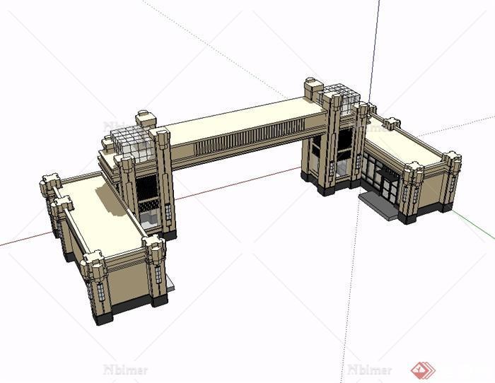 某新古典风格别墅小区大门设计su模型[原创]