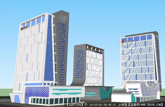 商业酒店+办公综合体建筑方案SU精细设计模型