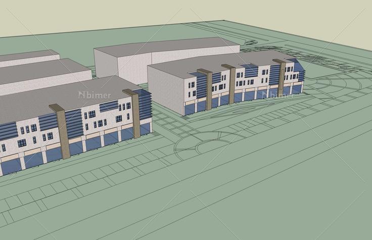 现代沿街商业楼(53691)su模型下载