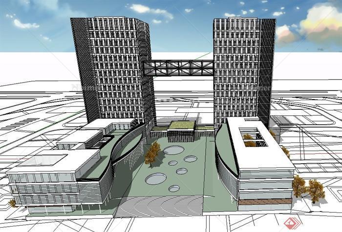 某地政府大楼项目建筑设计SketchUp模型[原创]