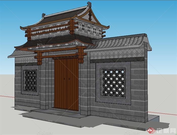 古典中式民宅垂花门su模型