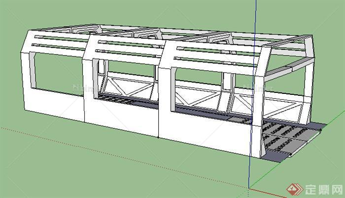 园林景观之现代风格廊架设计su模型8