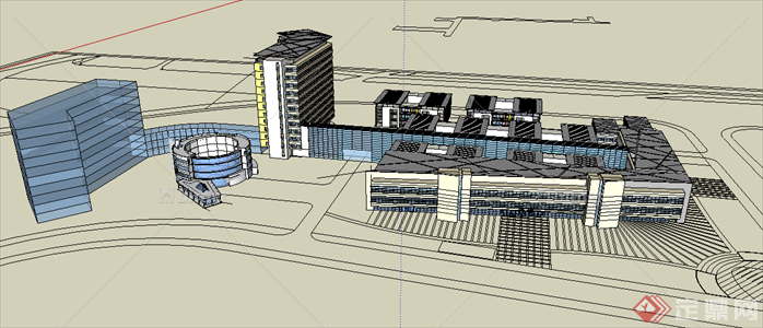 某现代风格医院建筑方案设计（含效果图，SU模型