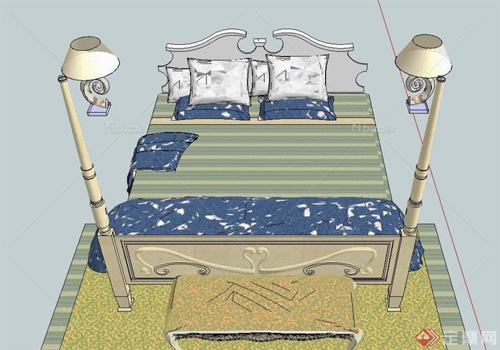 某简欧风格室内床设计SU模型