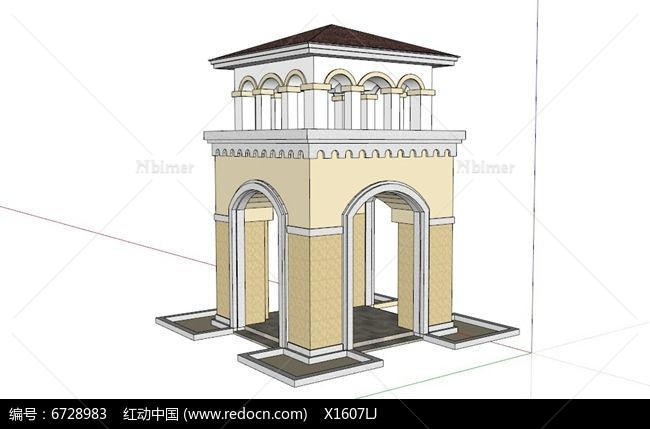 地中海风格拱门岗亭