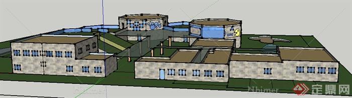 现代幼儿园学校两层建筑设计su模型