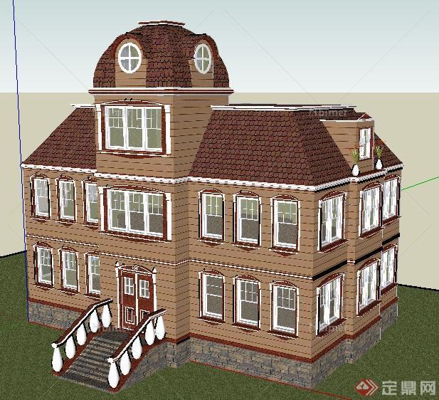 某地欧式风格别墅住宅建筑设计SU模型