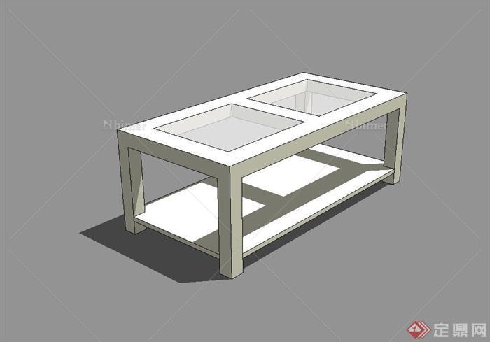 单个简单的室内客厅桌子设计su模型[原创]
