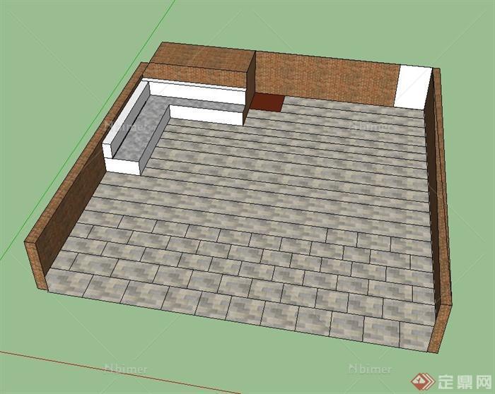某庭院地面铺装设计SU模型