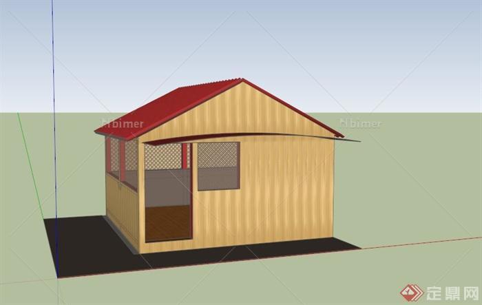 某现代简易售货房建筑设计SU模型
