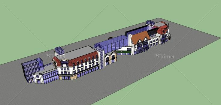 简欧风格商业街(75104)su模型下载