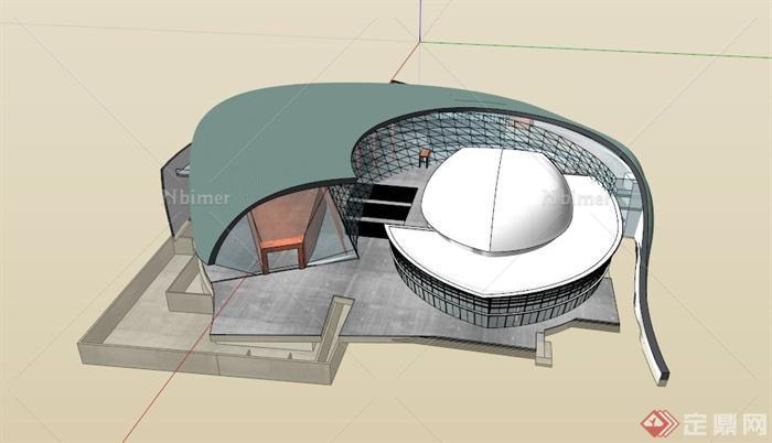 现代某文化中心建筑设计SU模型