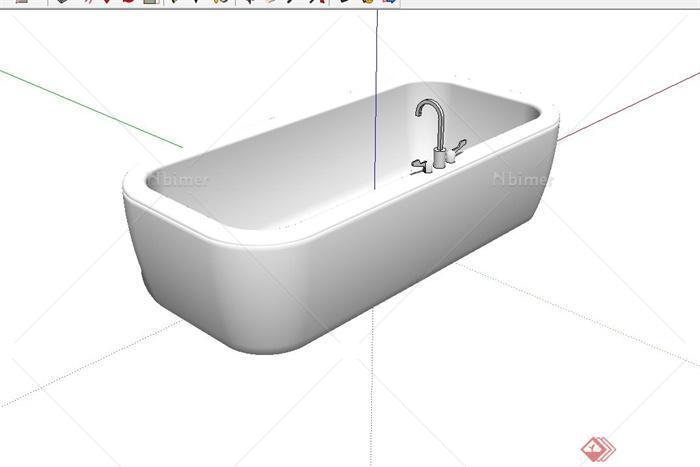 现代风格泡澡浴缸设计su模型[原创]