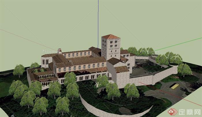 某欧式修道院建筑设计SU模型