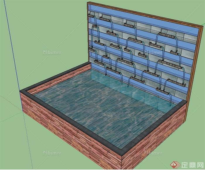 某园林景观壁泉水景SU模型