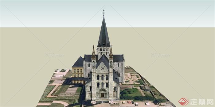 某欧式风格教堂建筑设计SU贴图模型[原创]