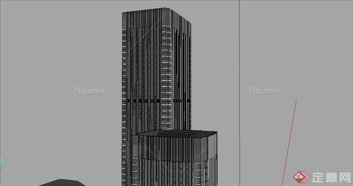 现代风格超高层办公酒店综合建筑设计SU模型[原创