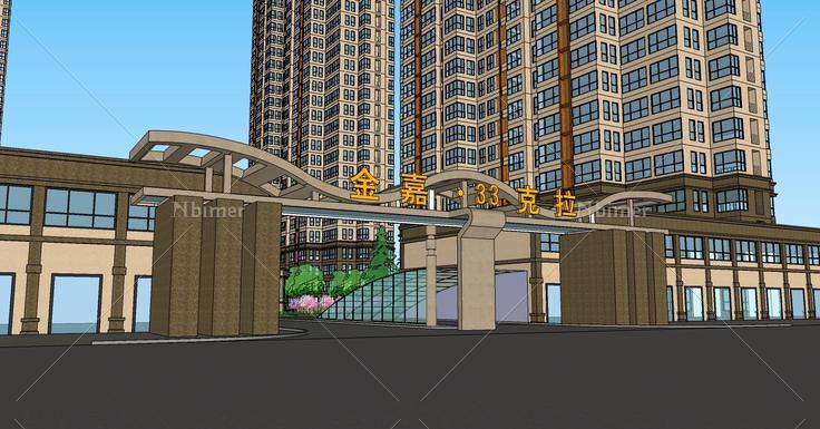 现代高层住宅小区(80015)su模型下载