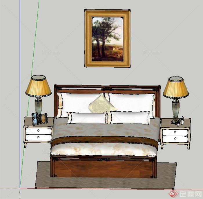 卧室双人大床设计SU模型