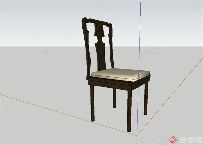 现代中式木制餐厅座椅设计su模型