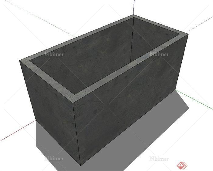 方形黑色种植池设计SU模型[原创]