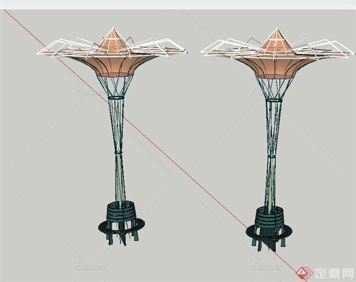 园林景观节点铁艺小品坐凳设计SU模型