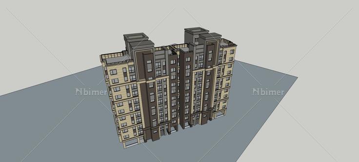 简欧风格小高层住宅楼(76635)su模型下载