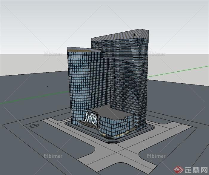 现代风格独特办公大厦楼设计su模型[原创]