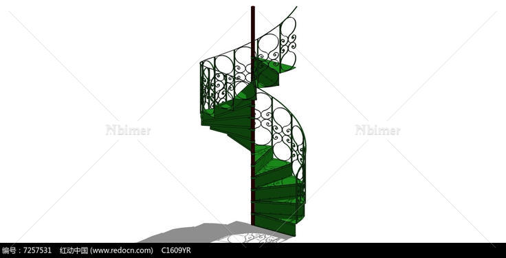 铁艺旋转楼梯SU模型