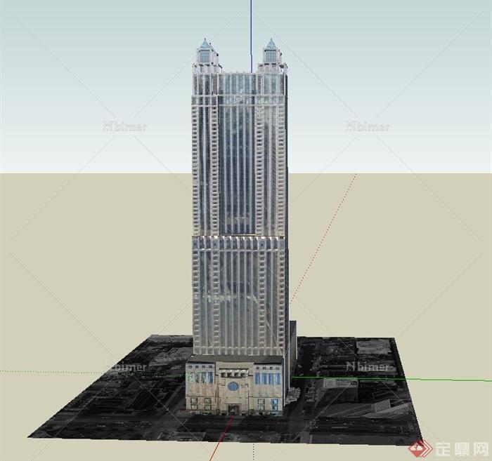 某欧式独栋高层办公建筑设计SU模型