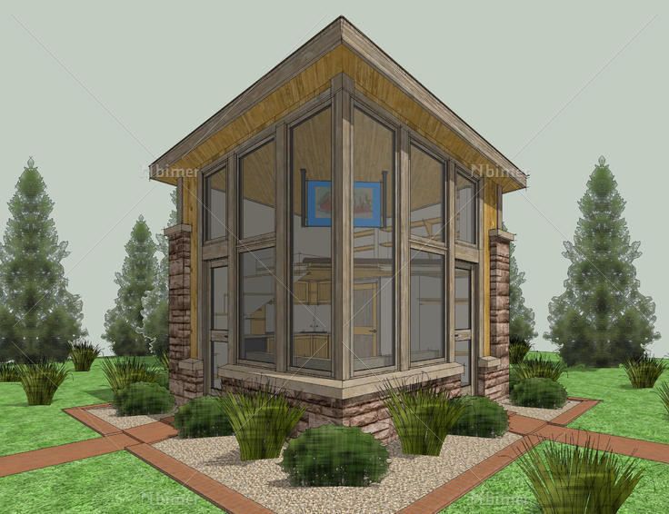 精致现代山地小型别墅设计方案sketchup模型