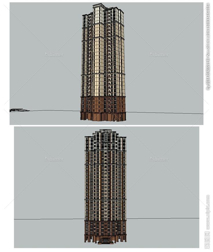 高层住宅楼建筑草图大师SU模型图片